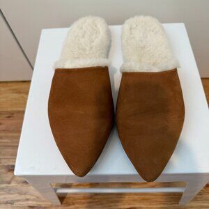 Jenni Kayne Shearling-Lined Mules (Walnut)